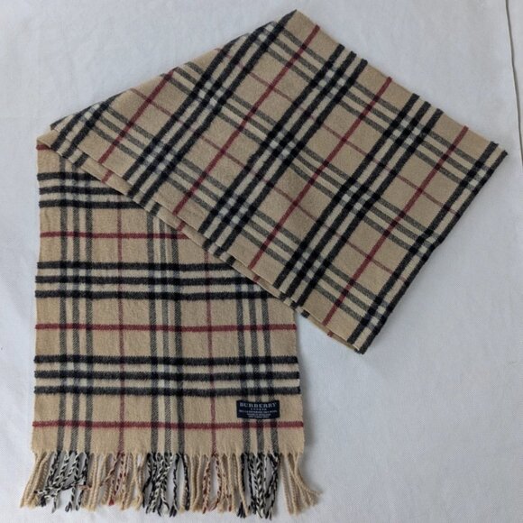 Authentic Burberry Cashmere & Wool Scarf Beige – Unisex – Used – Elegant Fashion - Picture 1 of 7